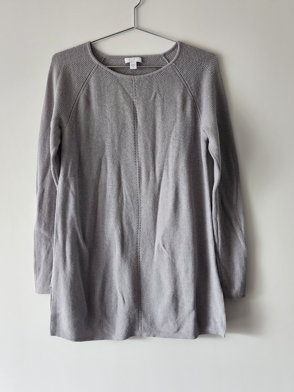 J.Jill Sweater Women XS Gray Ribbed Long Sleeve Knit Tunic Top Minimalist Cozy